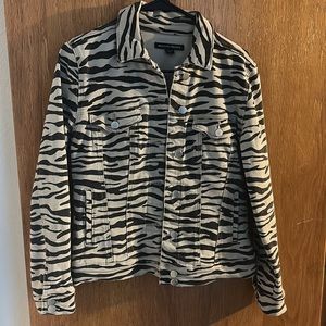 Boston Proper jean tan and black striped jacket